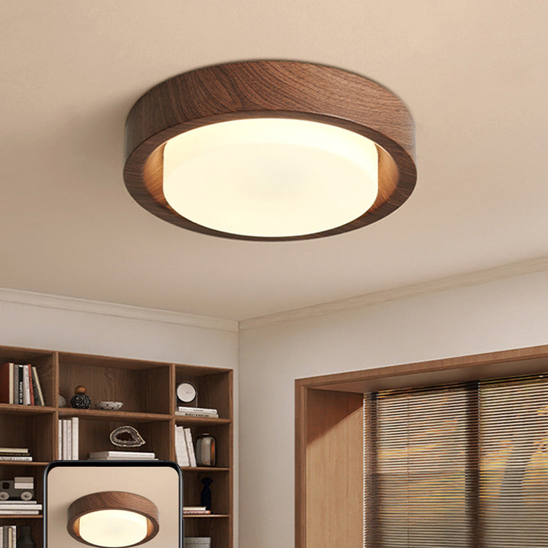 Nordic Wood Ring LED Flush Mount Light