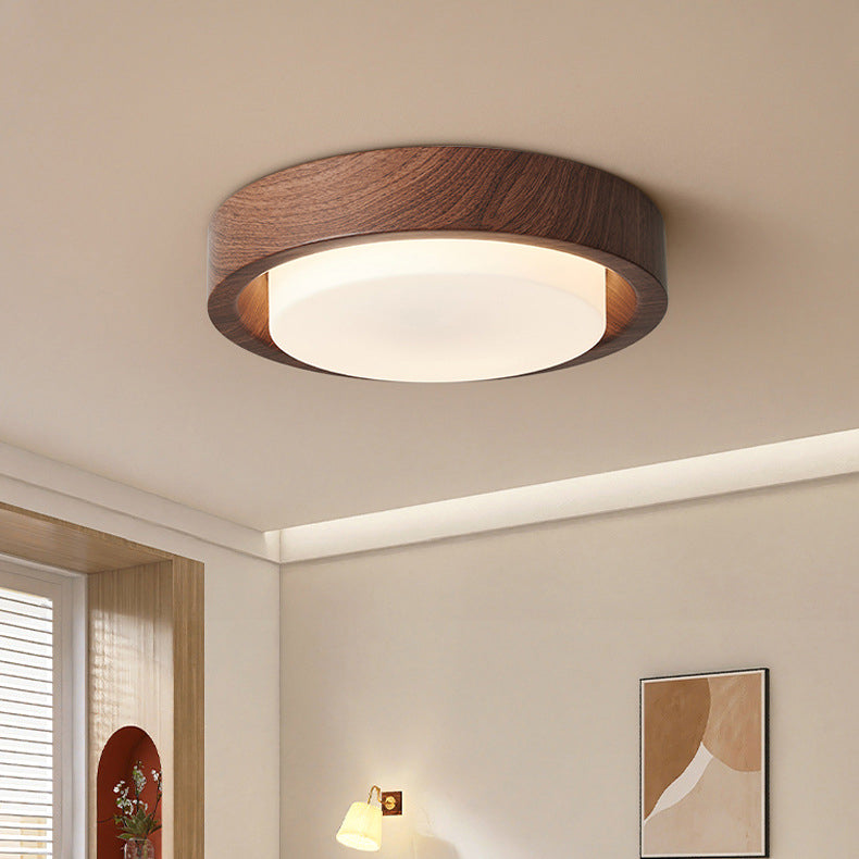 Nordic Wood Ring LED Flush Mount Light