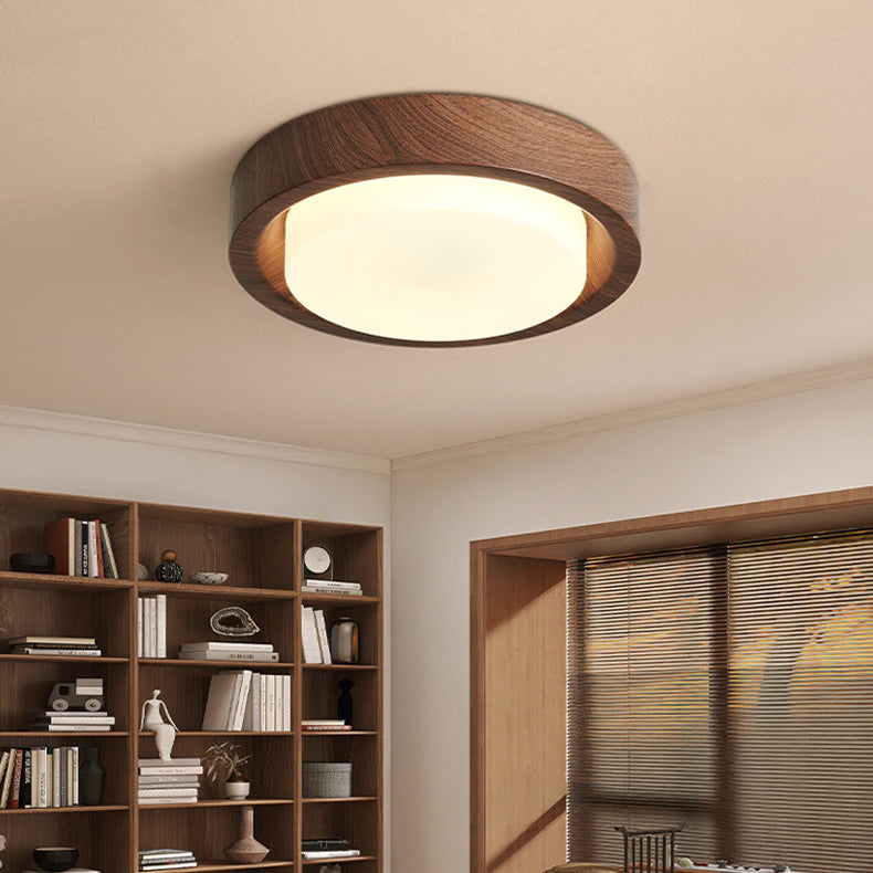 Nordic Wood Ring LED Flush Mount Light