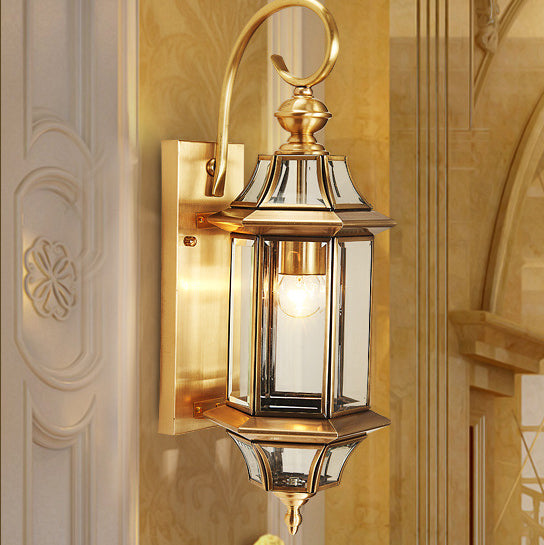 Brass Glass Polygonal Wall Sconce