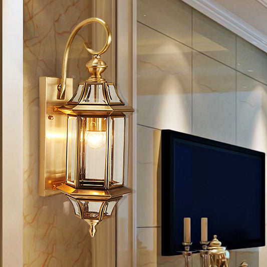 Brass Glass Polygonal Wall Sconce