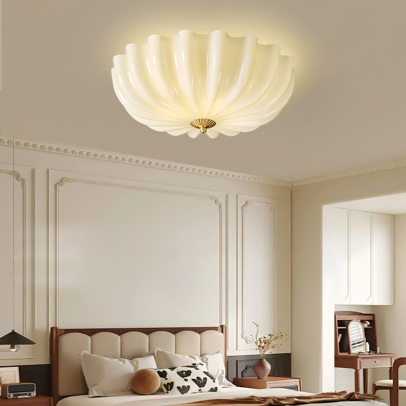 French Petal Glass Flush Mount Light