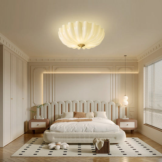 French Petal Glass Flush Mount Light