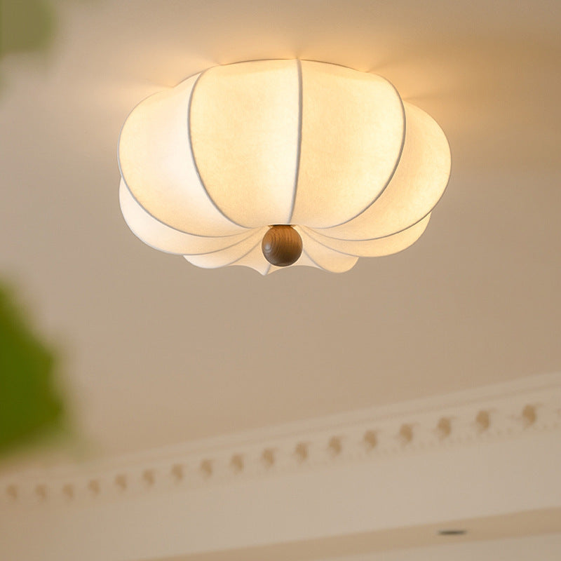 Silk Wood Pumpkin Flush Mount Light