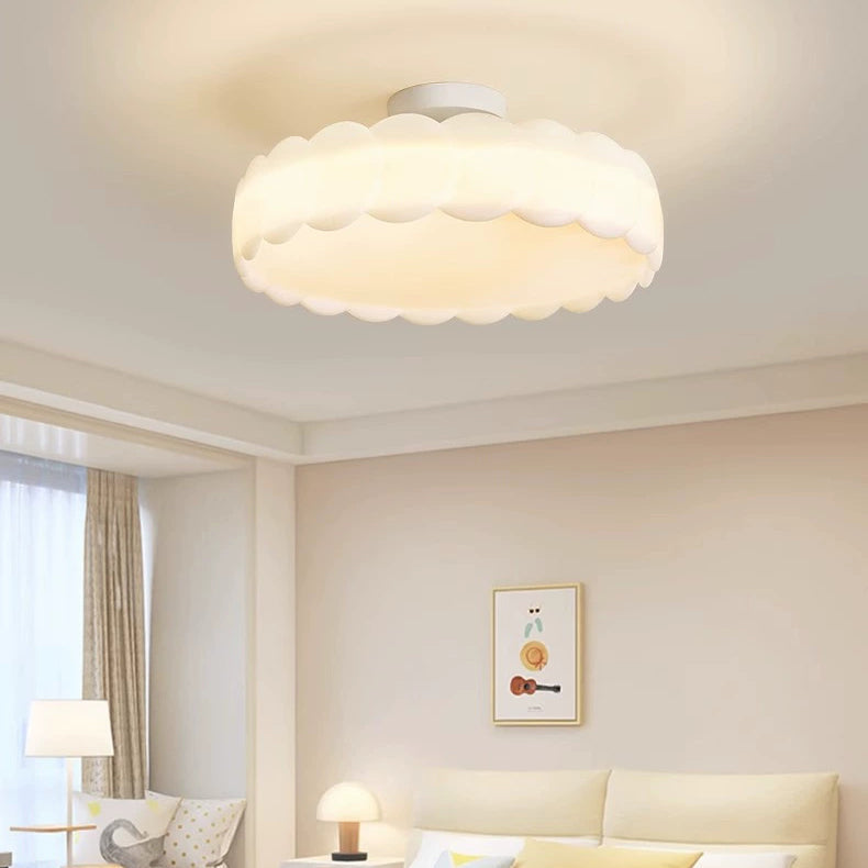 Wavy Round LED Semi-Flush Mount Light
