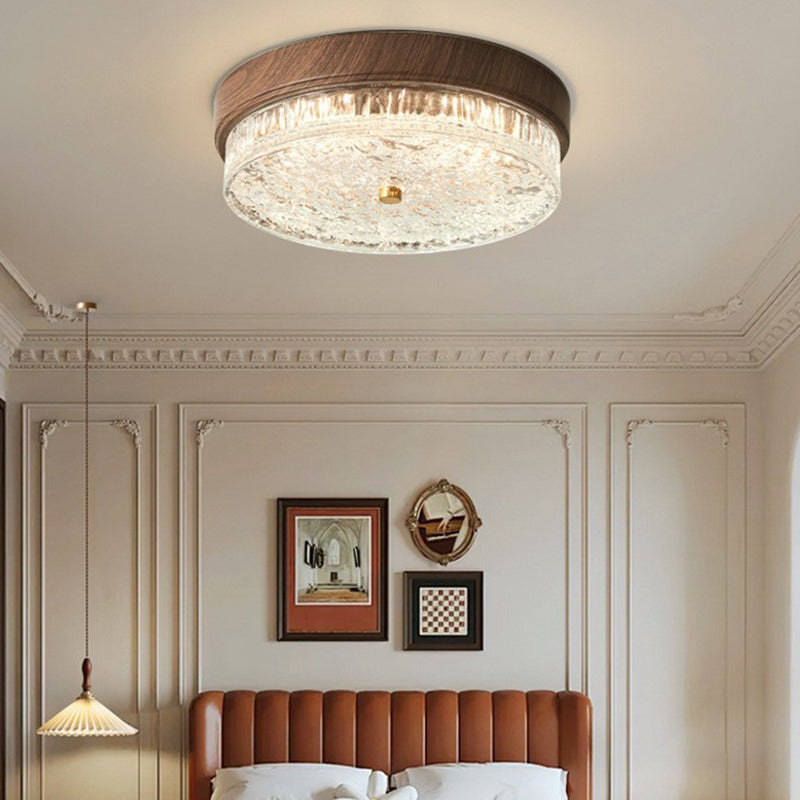 Wood Grain Water Ripple Flush Mount Light