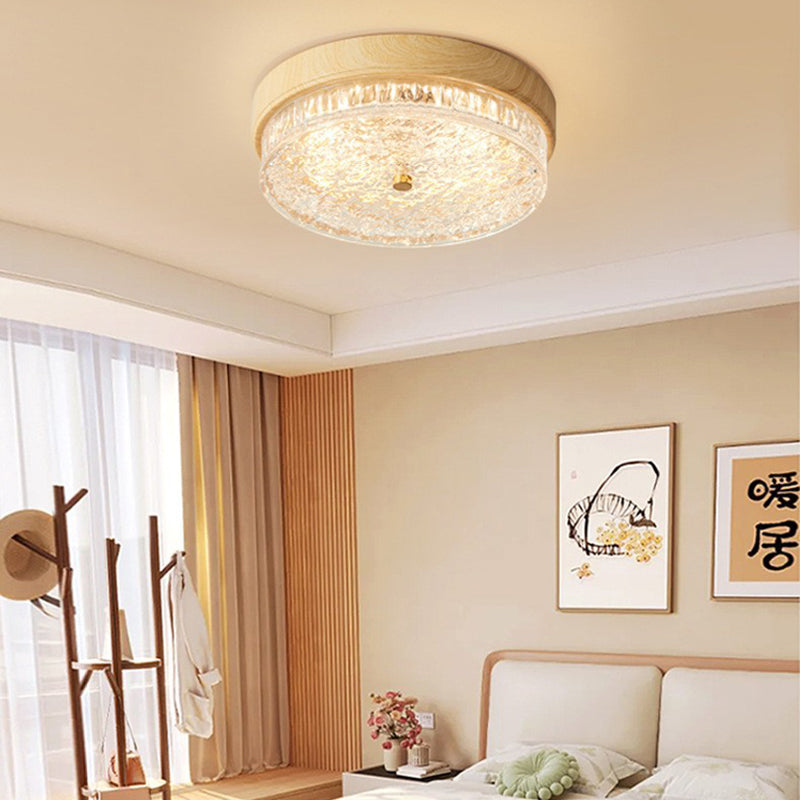 Wood Grain Water Ripple Flush Mount Light