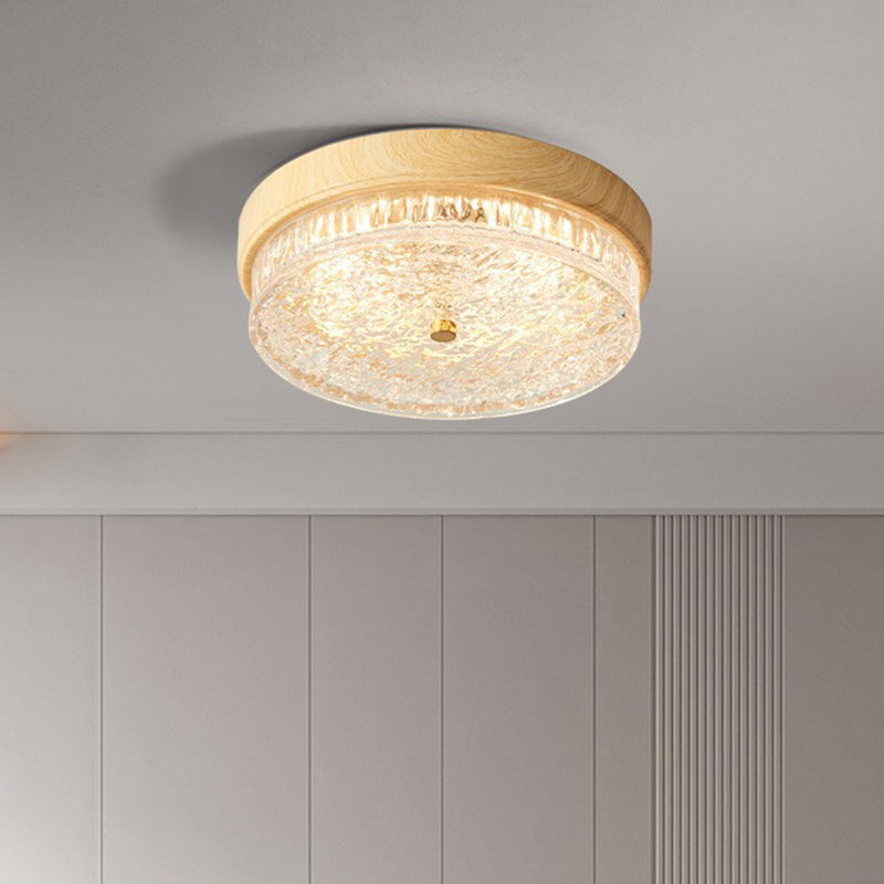 Wood Grain Water Ripple Flush Mount Light