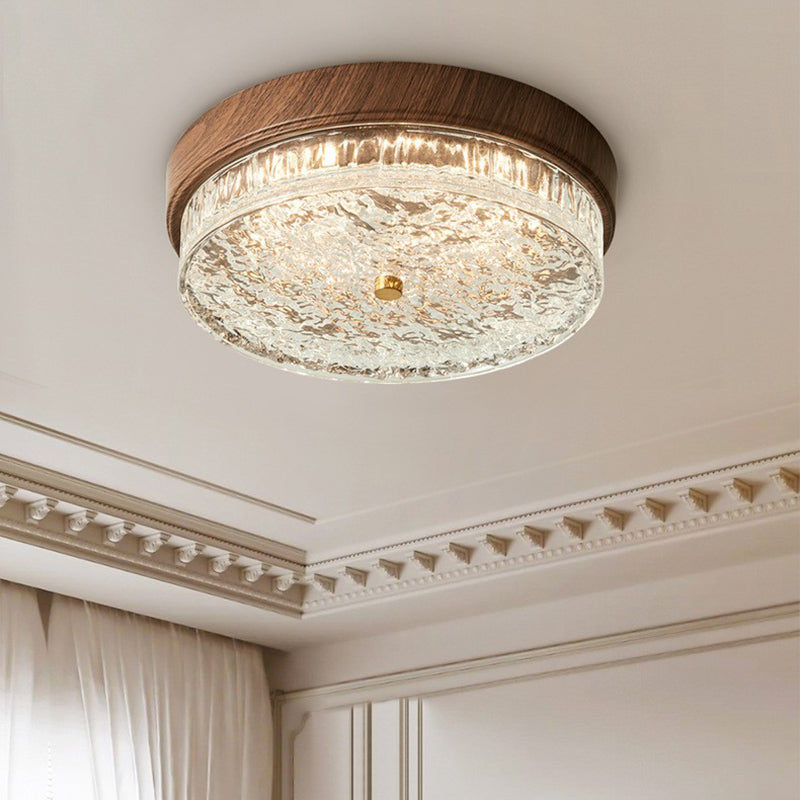 Wood Grain Water Ripple Flush Mount Light