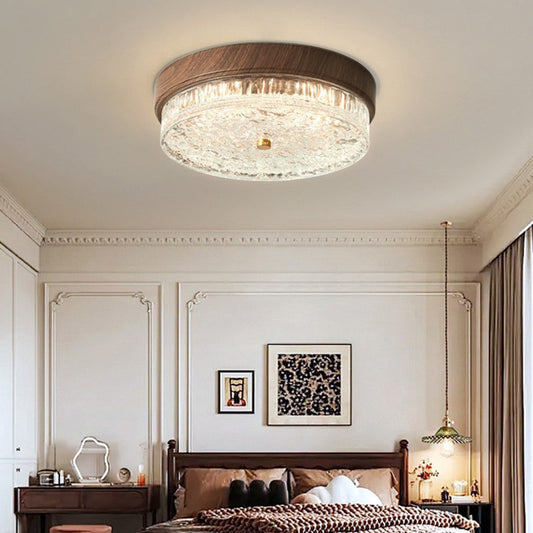 Wood Grain Water Ripple Flush Mount Light