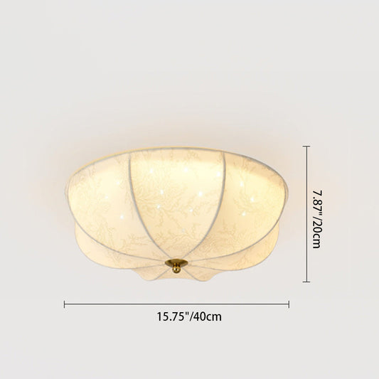 French Printed Fabric Flush Mount Light