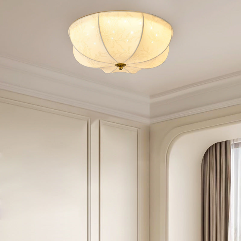 French Printed Fabric Flush Mount Light