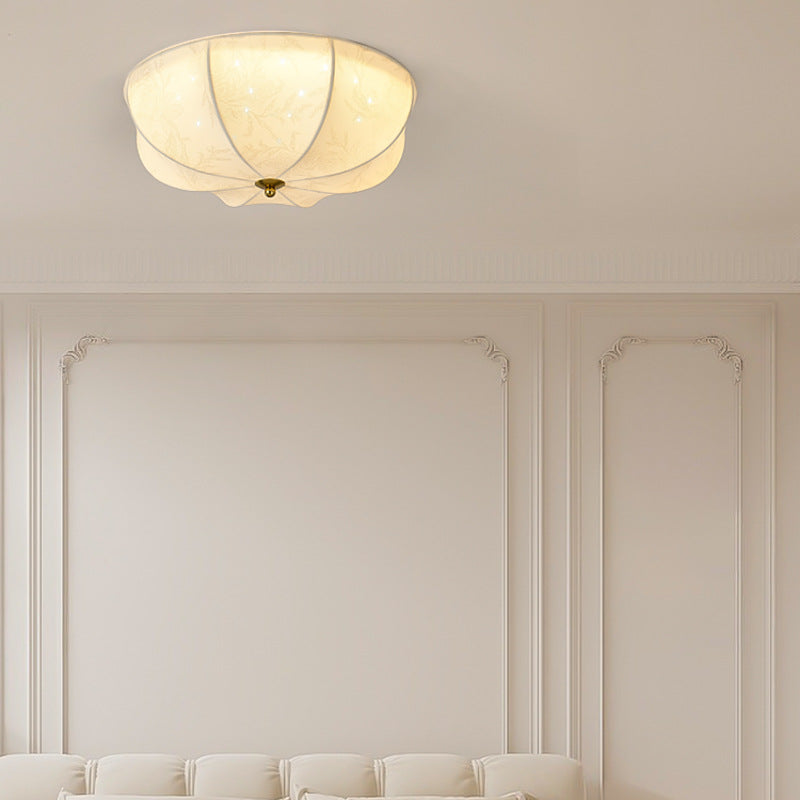 French Printed Fabric Flush Mount Light