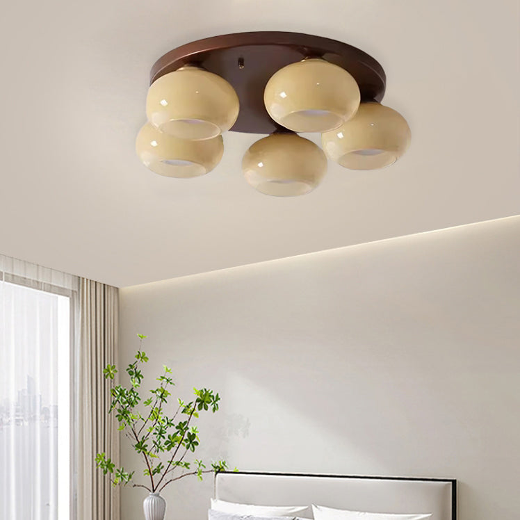 Retro Oval Iron & Glass Ceiling Light