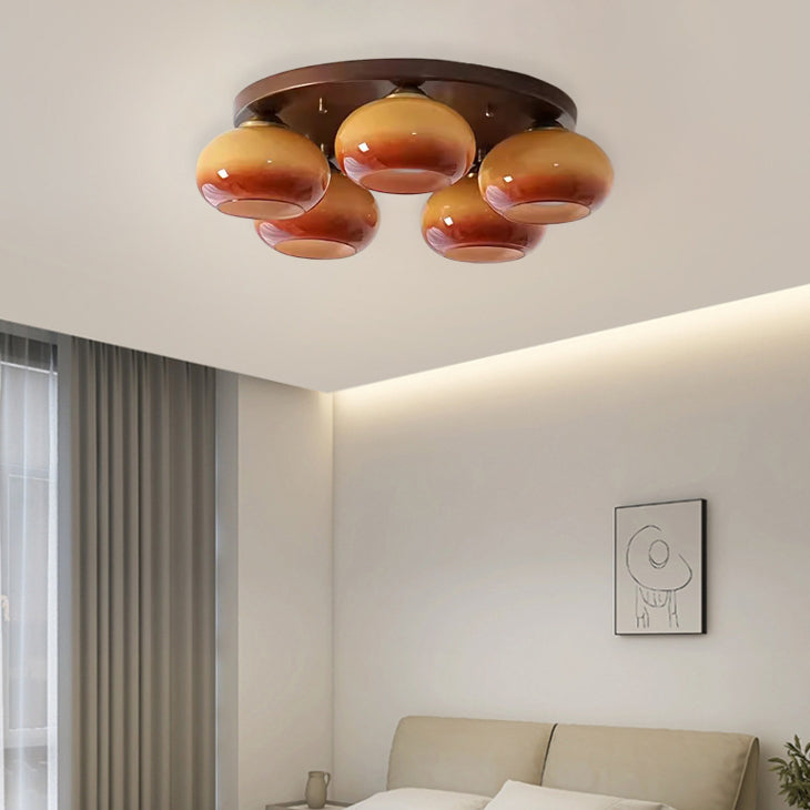 Retro Oval Iron & Glass Ceiling Light