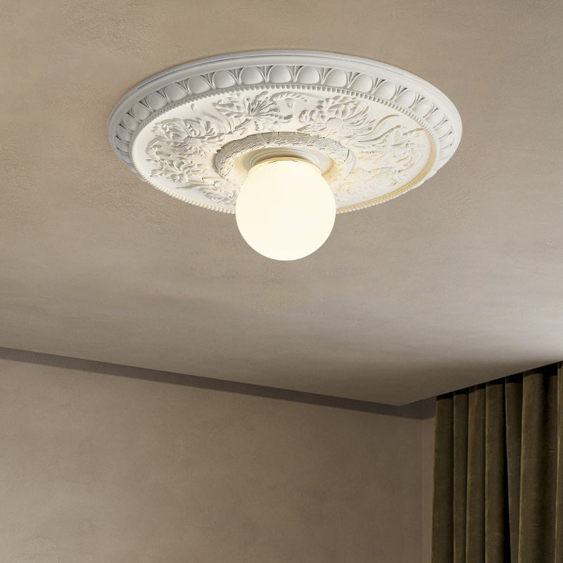 French Relief Resin Flush Mount Light
