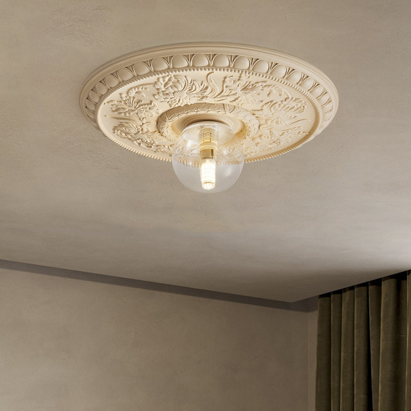 French Relief Resin Flush Mount Light