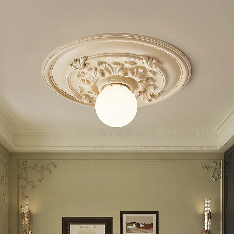 French Relief Resin Flush Mount Light