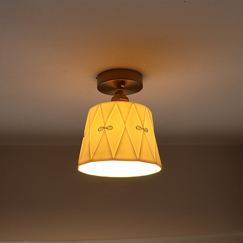 French Ceramic Antique Brass Ceiling Light