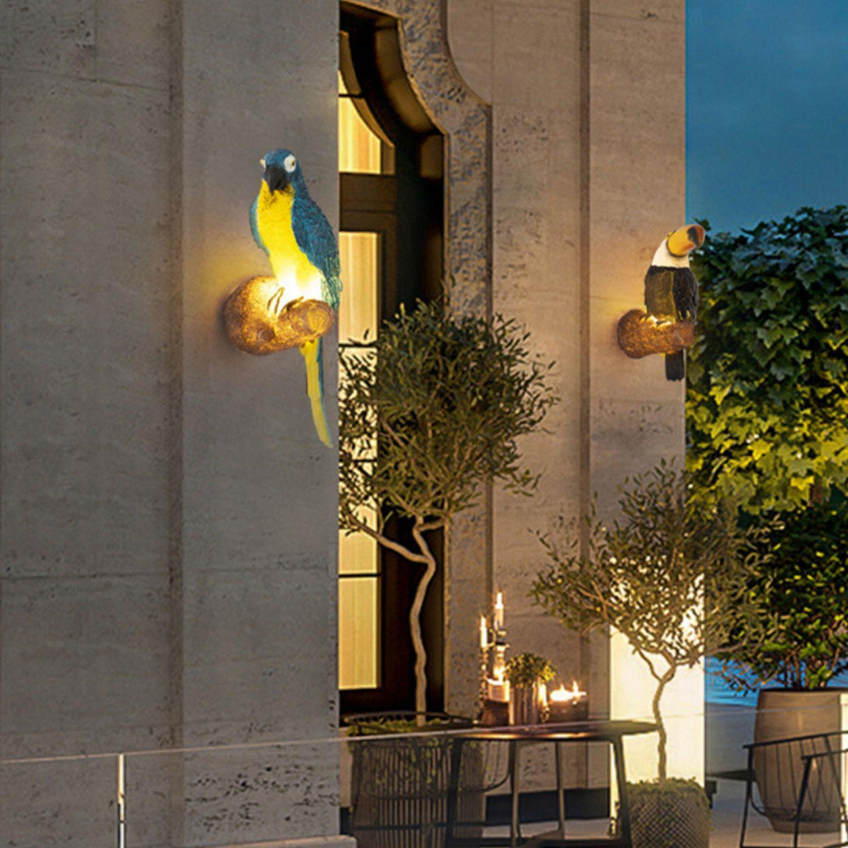 Toucan Owl Resin Outdoor Wall Sconce