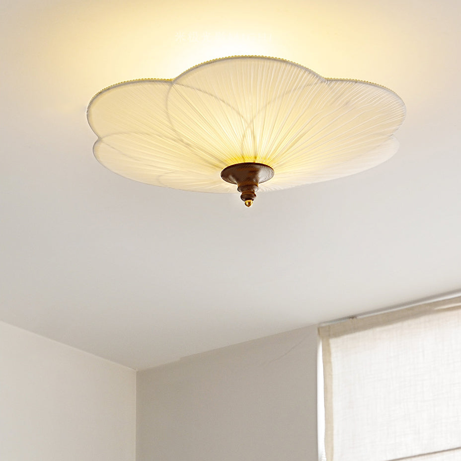French Plum Blossom Fabric Semi-Flush Light