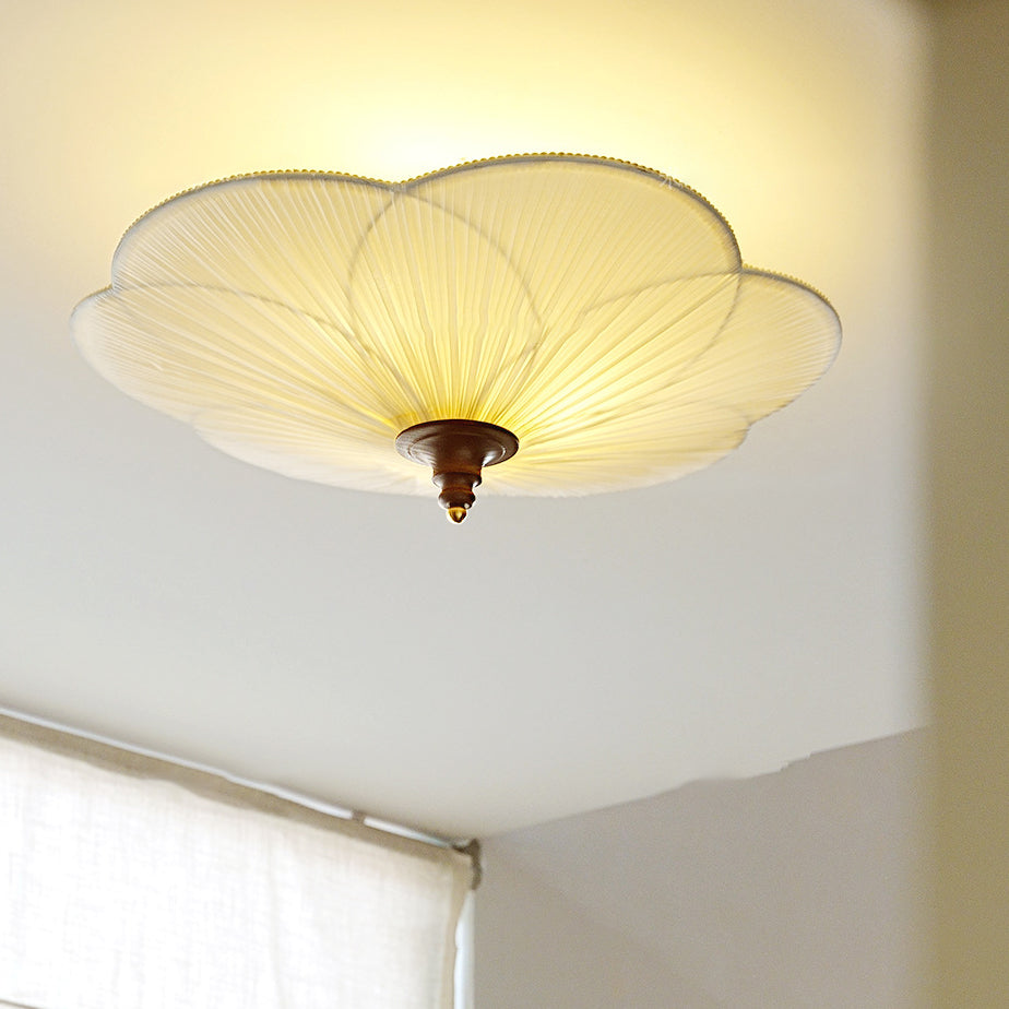 French Plum Blossom Fabric Semi-Flush Light