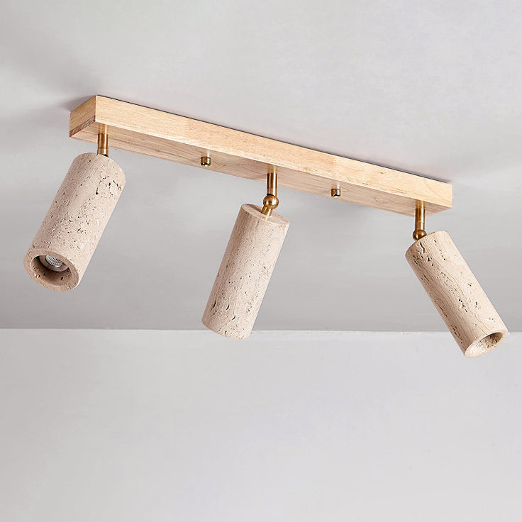 Travertine Wood Linear Ceiling Light