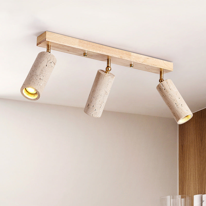 Travertine Wood Linear Ceiling Light