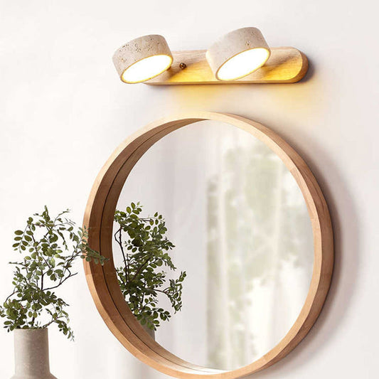 Travertine Wood Rotatable Vanity Sconce