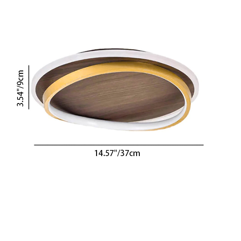 Walnut Grain Circular LED Flush Mount