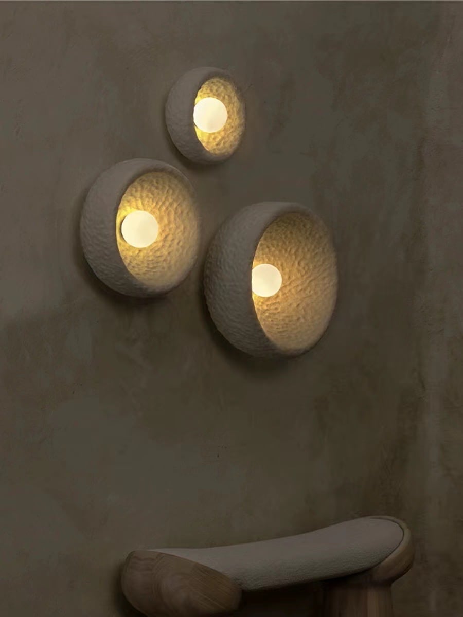 Bowl-Shaped Wabi-Sabi Resin Sconce
