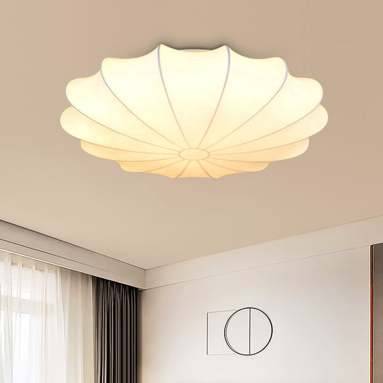 Nordic Faux Silk Round Flush Mount Light