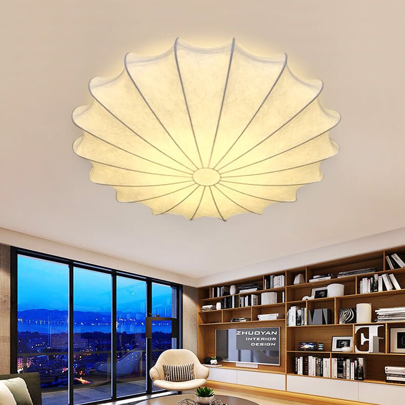 Nordic Faux Silk Round Flush Mount Light