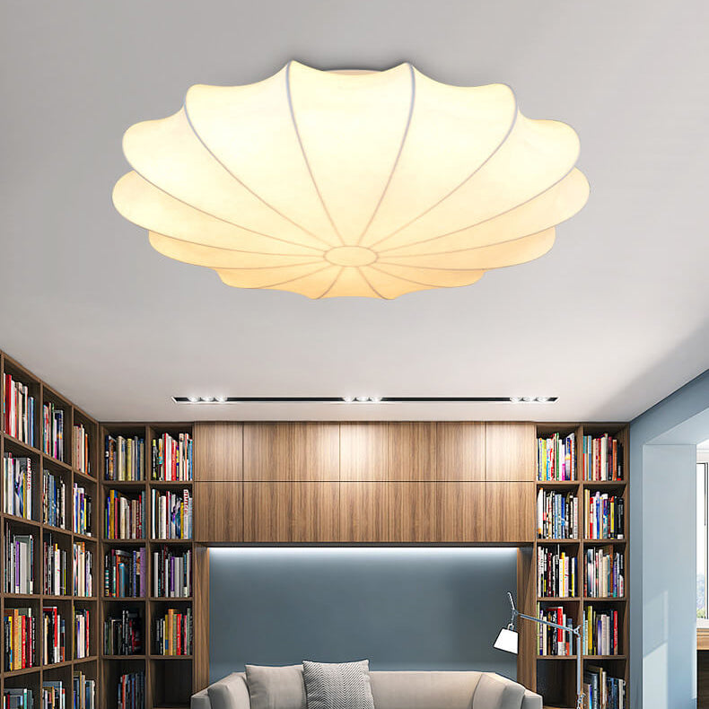 Nordic Faux Silk Round Flush Mount Light