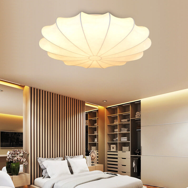 Nordic Faux Silk Round Flush Mount Light