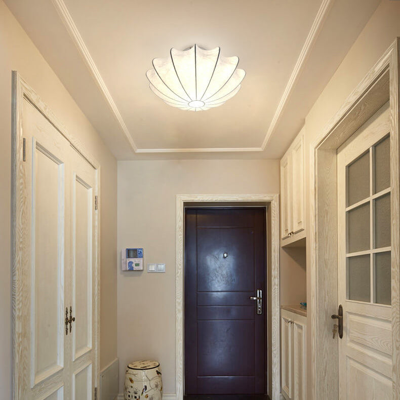 Nordic Faux Silk Round Flush Mount Light