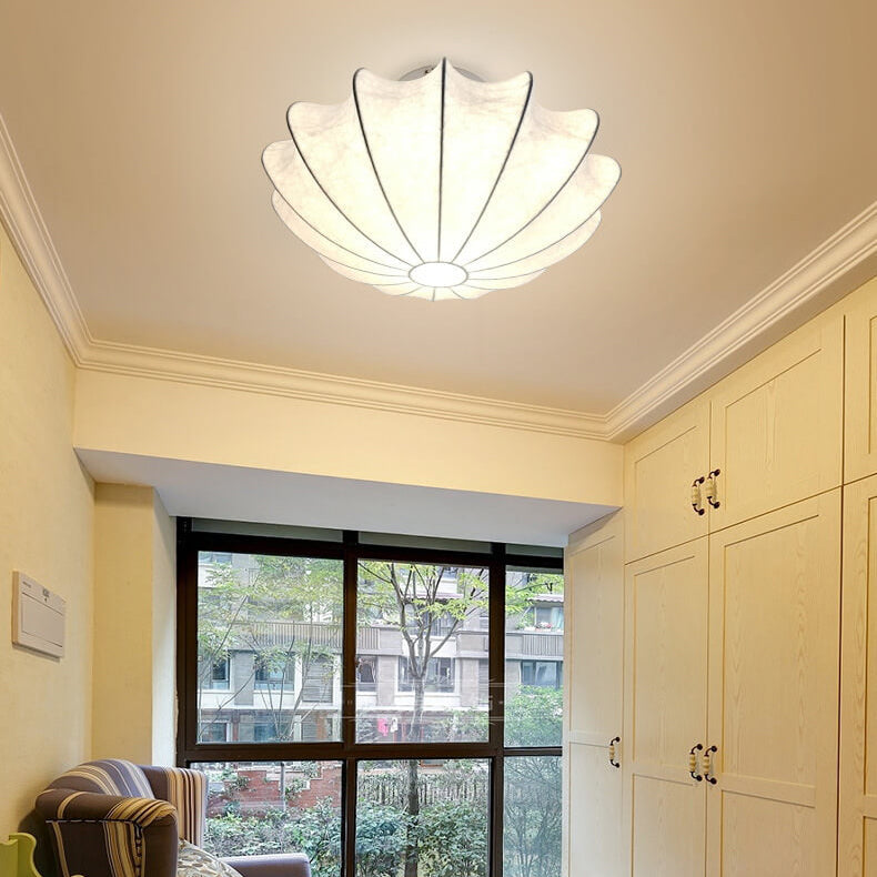 Nordic Faux Silk Round Flush Mount Light