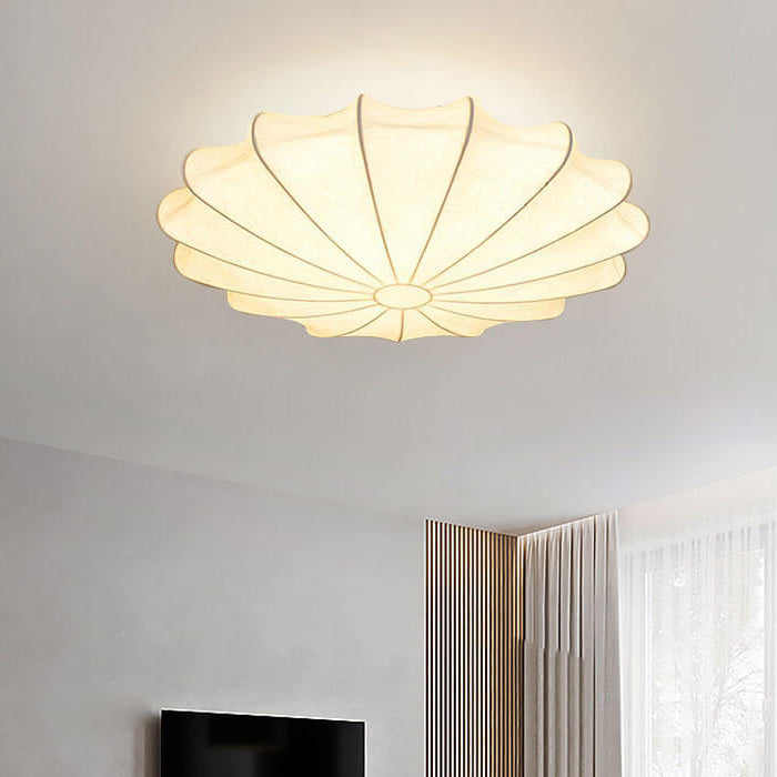 Nordic Faux Silk Round Flush Mount Light