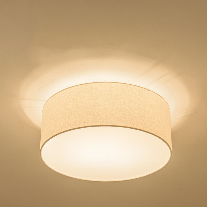 Round Drum Fabric Flush Mount Light