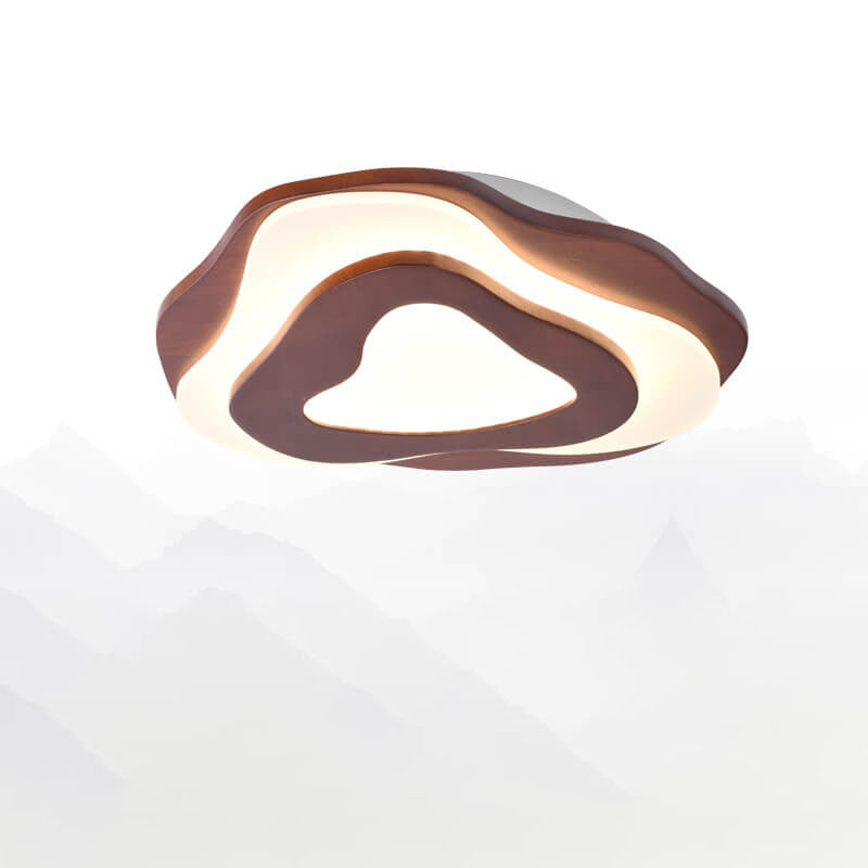 Solid Wood Round Geometric LED Flush Mount