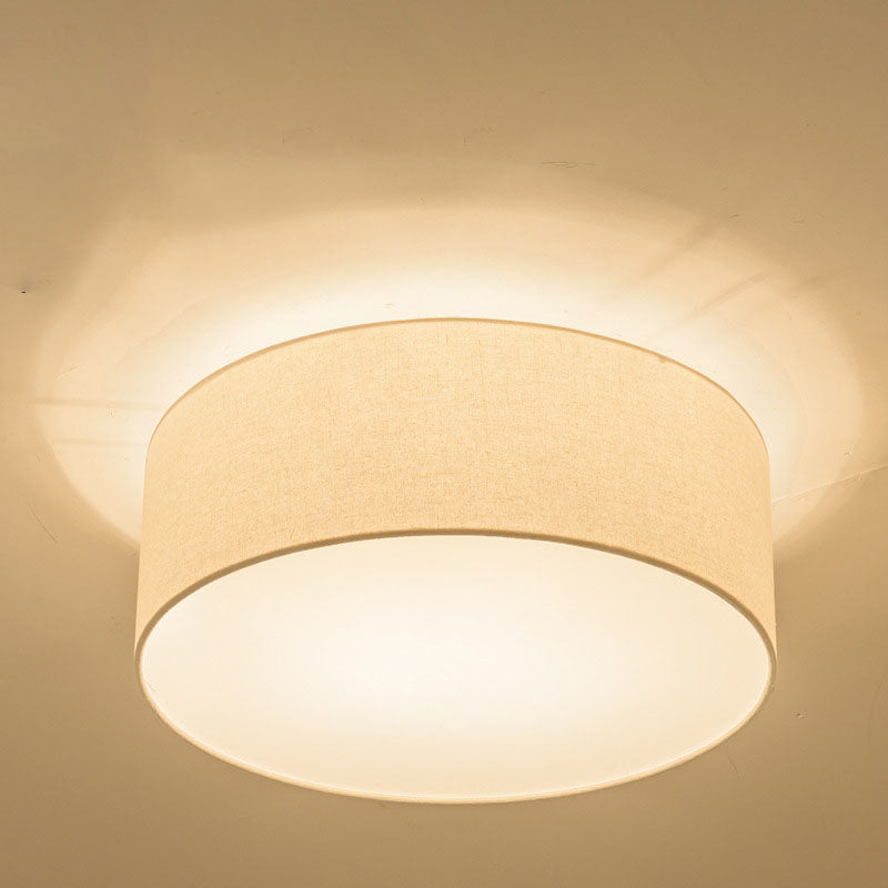Round Drum Fabric Flush Mount Light