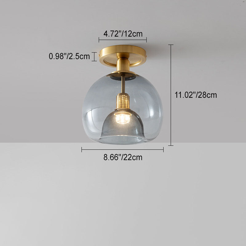 Scandinavian Copper Glass Semi-Flush Light