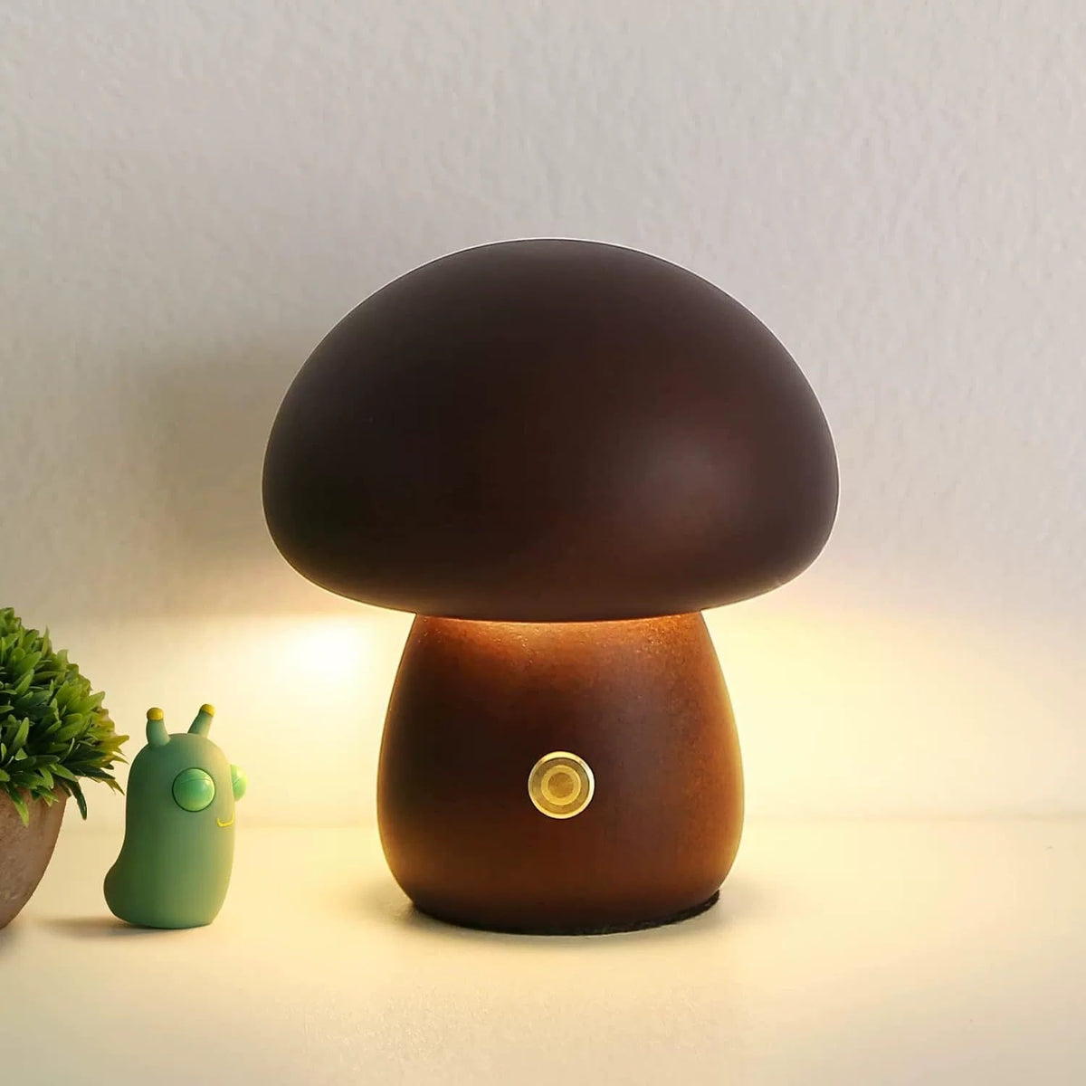 Solid Wood Mushroom Table Lamp