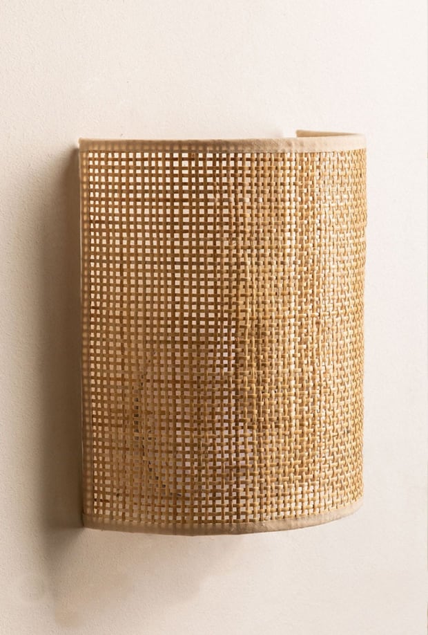 Wabi-Sabi Wood & Rattan Sconce
