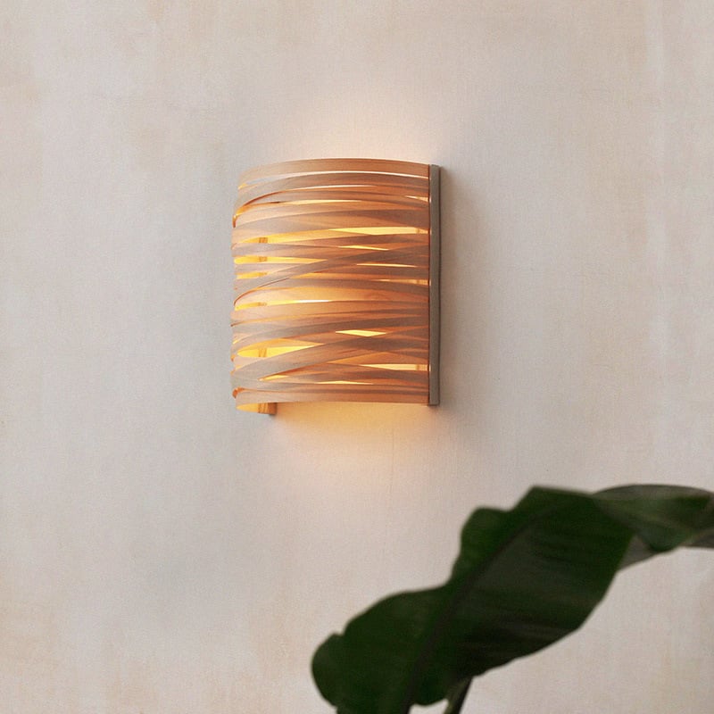 Wabi-Sabi Wood & Rattan Sconce