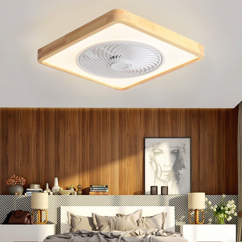 Wood Geometric Ceiling Fan Light
