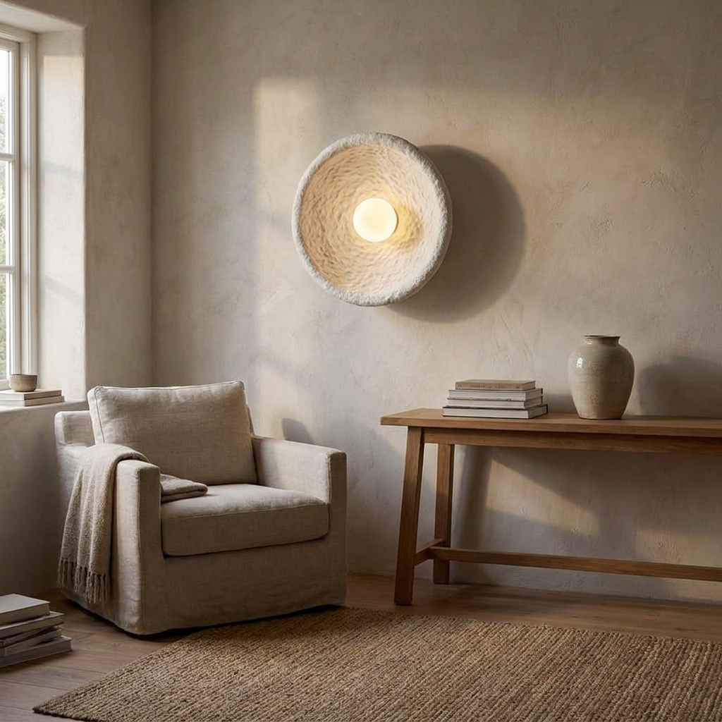 Bowl-shaped Wabi-Sabi Style Resin Sconce lifestyle