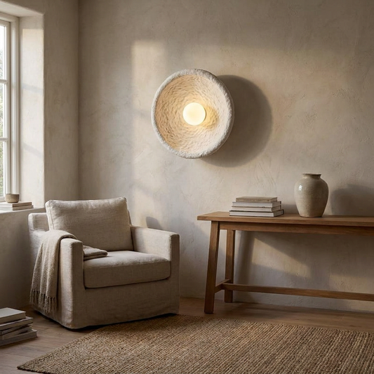 Bowl-shaped Wabi-Sabi Style Resin Sconce lifestyle