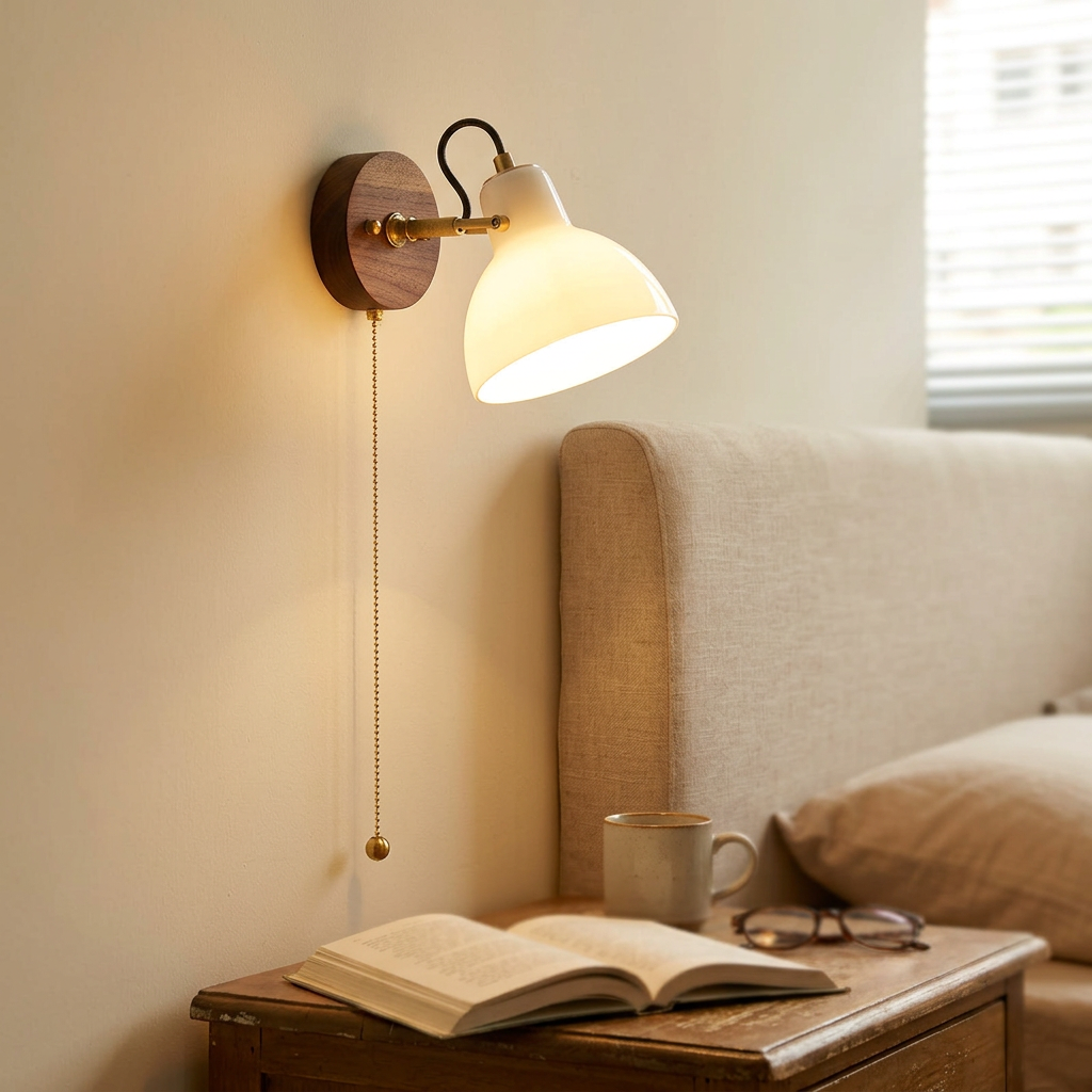 Cream Glass Rotating Surface Mount Sconce - lifestyle