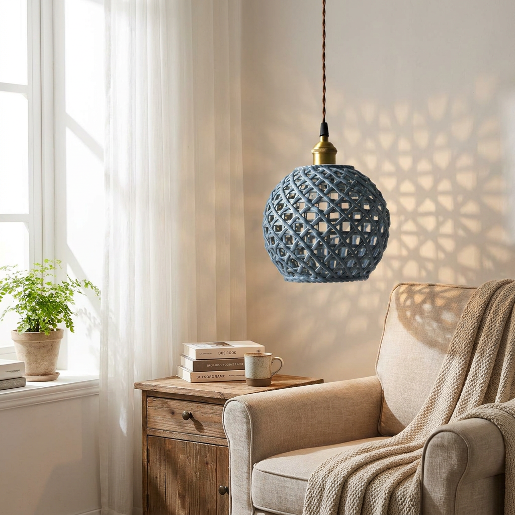 YUKO Japanese Style Ceramic Hollow Pendant Lamp - lifestyle